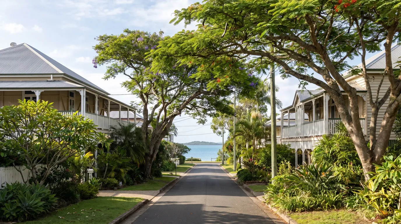 A street in Ormiston, Redland City, on a bright Moreton Bay morning